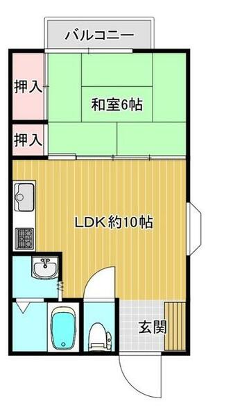 藤野ハイツ｜大分県大分市城崎町１丁目(賃貸アパート1LDK・3階・32.00㎡)の写真 その2