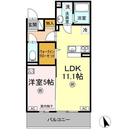 恵比寿Ⅴ 202｜岡山県倉敷市老松町１丁目(賃貸アパート1LDK・2階・40.35㎡)の写真 その2