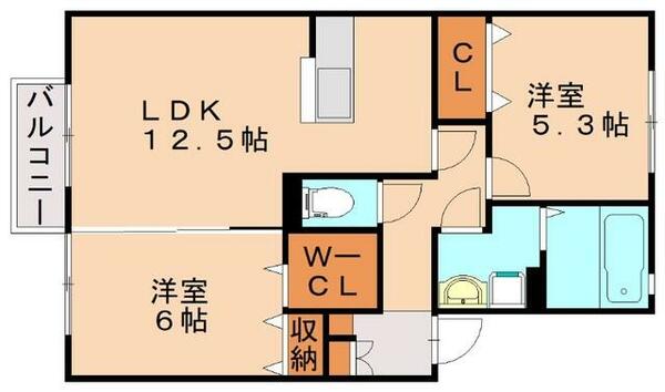 福岡県宮若市福丸(賃貸アパート2LDK・2階・59.58㎡)の写真 その2