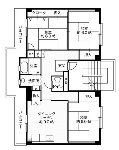 ビレッジハウス下島１号棟 0303｜神奈川県平塚市下島(賃貸マンション3DK・3階・66.14㎡)の写真 その2