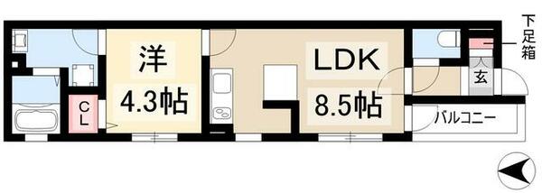 パインリーフ 103｜愛知県名古屋市東区大幸４丁目(賃貸アパート1LDK・1階・30.50㎡)の写真 その2