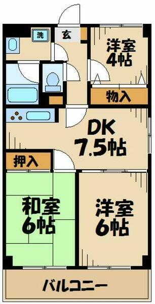 コモド・アパルタ 301｜東京都多摩市愛宕４丁目(賃貸マンション3DK・3階・62.72㎡)の写真 その2