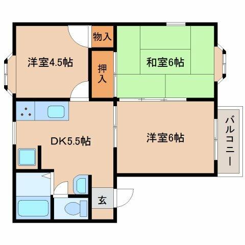 ドミールエビス 105｜奈良県橿原市栄和町(賃貸アパート3DK・1階・48.00㎡)の写真 その2