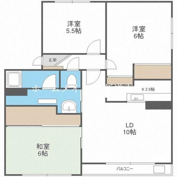 北海道札幌市東区北二十七条東１８丁目(賃貸マンション3LDK・5階・67.92㎡)の写真 その2