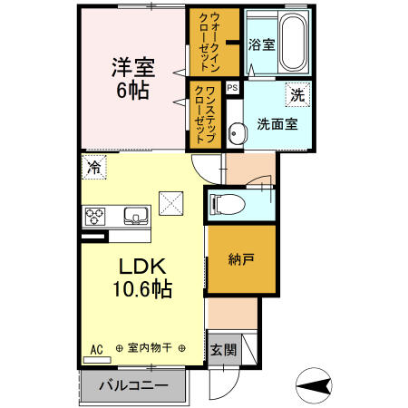 スヴァーラ新井田 103｜青森県八戸市大字新井田字常光田(賃貸アパート1LDK・1階・48.34㎡)の写真 その2