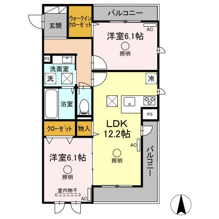 ラグーナあらお 101｜熊本県荒尾市大島(賃貸アパート2LDK・1階・60.42㎡)の写真 その2