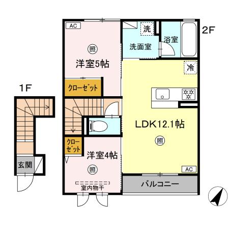 シェソワ（Ｃｈｅｚ　ｓｏｉ） 202｜鳥取県米子市上後藤１丁目(賃貸アパート2LDK・2階・53.88㎡)の写真 その2