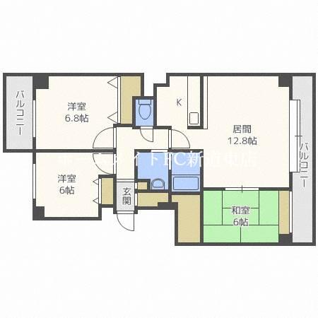 北海道札幌市東区北四十七条東１丁目(賃貸マンション3LDK・3階・75.07㎡)の写真 その2