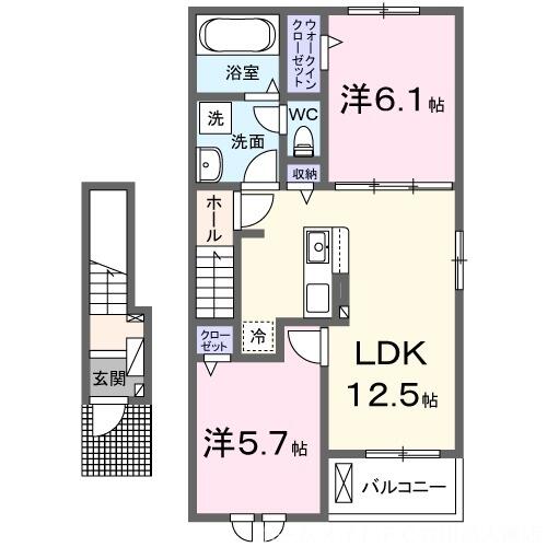 キャトルプレイス８｜愛知県豊川市御津町広石神子田(賃貸アパート2LDK・2階・56.44㎡)の写真 その2