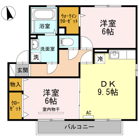 ラ　リビエール　ヴィラージュⅡ 201｜山口県周南市蓮ヶ浴１丁目(賃貸アパート2DK・2階・55.48㎡)の写真 その2