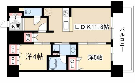 プレサンスジェネ千種内山 1302｜愛知県名古屋市千種区内山３丁目(賃貸マンション2LDK・14階・49.56㎡)の写真 その2