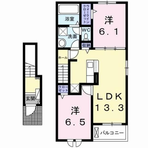 レジデンス　プリュＸＩ 205｜福岡県行橋市大字大野井(賃貸アパート2LDK・2階・59.55㎡)の写真 その2