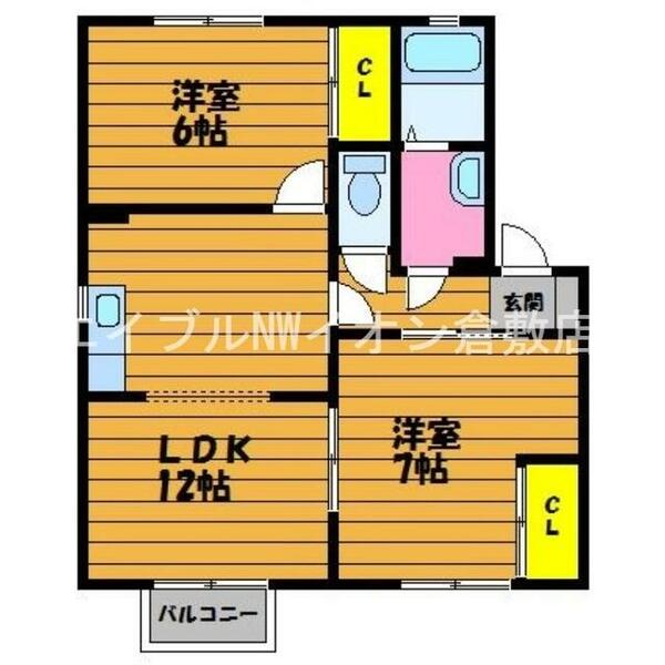 サニープレイン　Ｂ｜岡山県倉敷市連島中央４丁目(賃貸アパート2LDK・2階・54.66㎡)の写真 その2