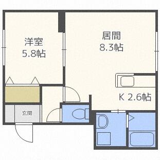 北海道札幌市白石区菊水上町二条２丁目（マンション）の賃貸物件の間取り