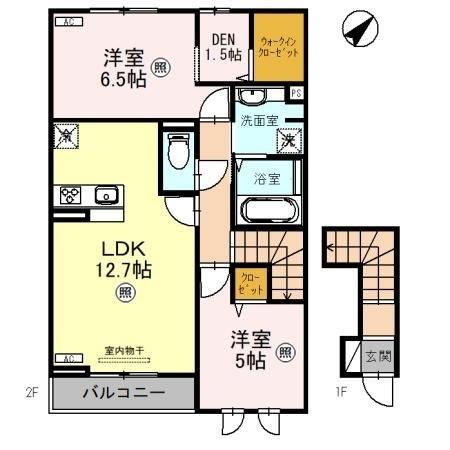 コーポ田村Ｎｏ．１５ 203｜栃木県宇都宮市駒生町(賃貸アパート2LDK・2階・65.48㎡)の写真 その2