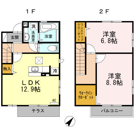 カーサ上鷺 101｜東京都中野区上鷺宮１丁目(賃貸テラスハウス2LDK・--・72.28㎡)の写真 その2