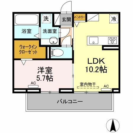 愛知県豊橋市西小鷹野４丁目(賃貸アパート1LDK・2階・40.05㎡)の写真 その2