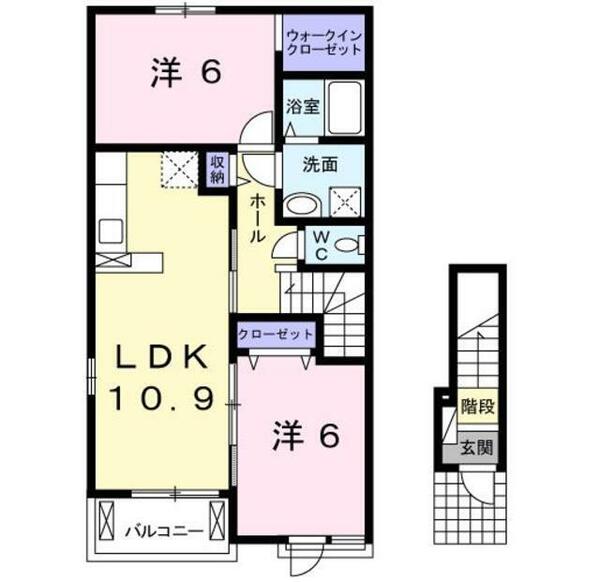 千葉県富里市七栄(賃貸アパート2LDK・2階・57.21㎡)の写真 その2