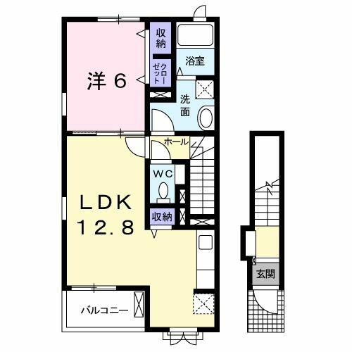 山梨県中巨摩郡昭和町上河東(賃貸アパート1LDK・2階・49.17㎡)の写真 その2