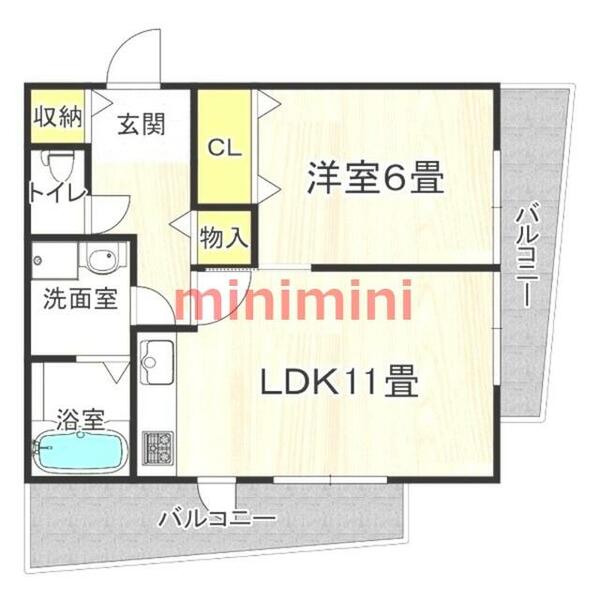 キャニスコート上新庄｜大阪府大阪市東淀川区上新庄３丁目(賃貸マンション1LDK・4階・43.20㎡)の写真 その2