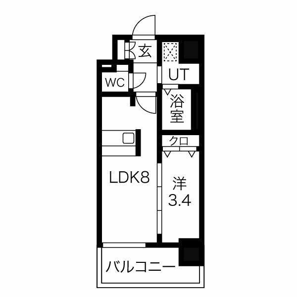 ディアレイシャス尾頭橋 804｜愛知県名古屋市中川区尾頭橋４丁目(賃貸マンション1LDK・8階・29.83㎡)の写真 その2