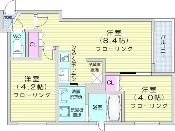 北海道札幌市中央区北二条西１３丁目(賃貸マンション2LDK・8階・36.25㎡)の写真 その2