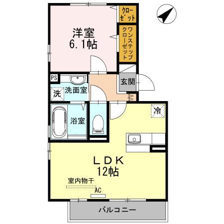 自由ヶ丘レジデンス 312｜福島県いわき市自由ケ丘(賃貸アパート1LDK・3階・44.21㎡)の写真 その2