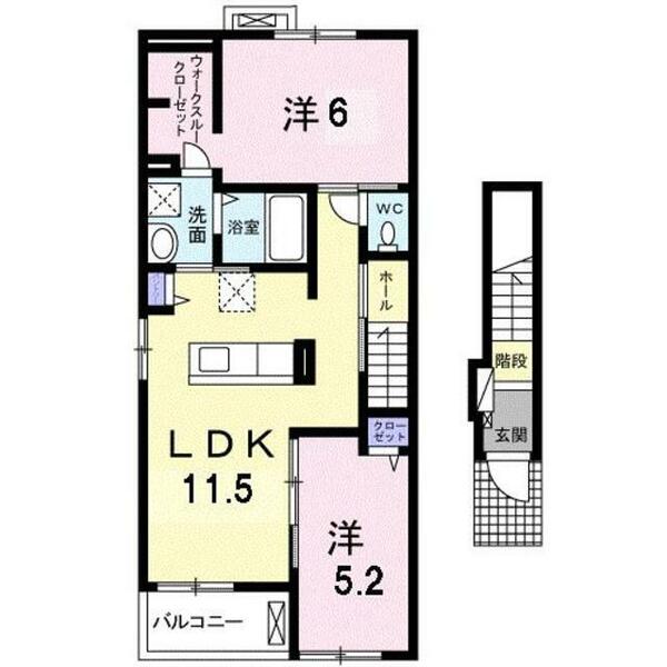 ポライトリー　メゾン　Ⅰ 201｜群馬県高崎市北原町(賃貸アパート2LDK・2階・56.81㎡)の写真 その2