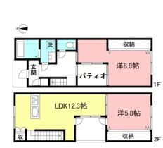 パティオタマ  ｜ 神奈川県川崎市多摩区長尾４丁目（賃貸テラスハウス2LDK・--・69.01㎡） その2