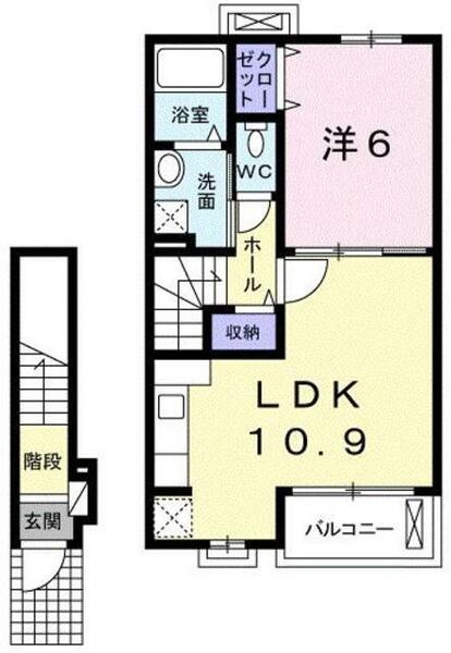 イーストウッズ 202｜東京都あきる野市野辺(賃貸アパート1LDK・2階・44.39㎡)の写真 その2