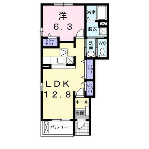 熊本県熊本市北区四方寄町(賃貸アパート1LDK・1階・46.49㎡)の写真 その2