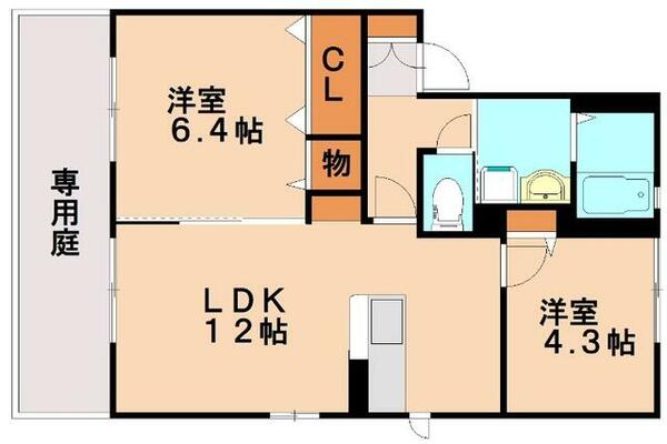 カーサ・エル｜福岡県那珂川市五郎丸１丁目(賃貸アパート2LDK・1階・53.28㎡)の写真 その2