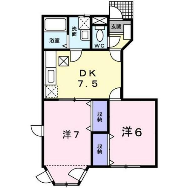 熊本県合志市幾久富(賃貸アパート2DK・1階・46.06㎡)の写真 その2