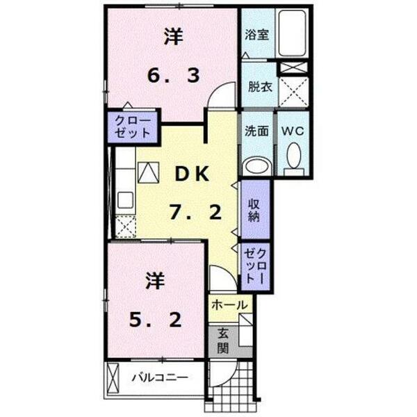 熊本県熊本市南区富合町古閑(賃貸アパート2DK・1階・46.49㎡)の写真 その2