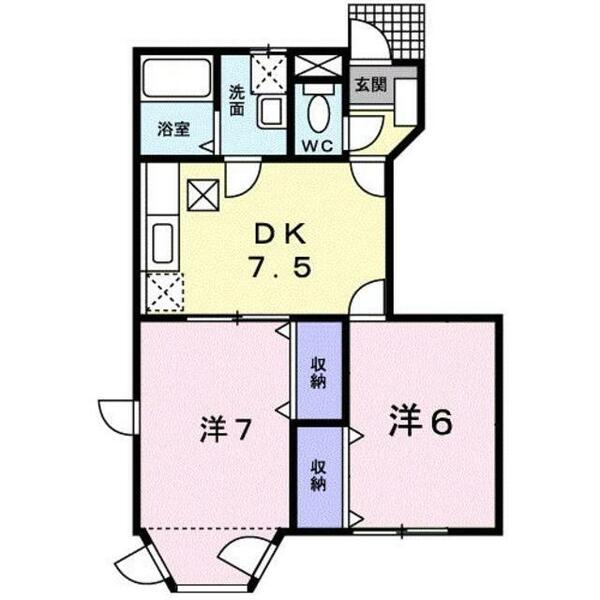 熊本県熊本市西区上代３丁目(賃貸アパート2DK・1階・46.06㎡)の写真 その2