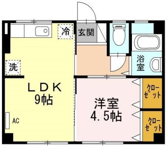 新浜マンション 303｜徳島県徳島市中吉野町３丁目(賃貸マンション1LDK・3階・34.70㎡)の写真 その2