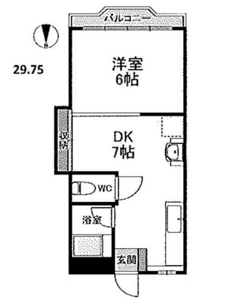 第２エコーマンション 405｜東京都八王子市暁町１丁目(賃貸マンション1DK・4階・29.75㎡)の写真 その2
