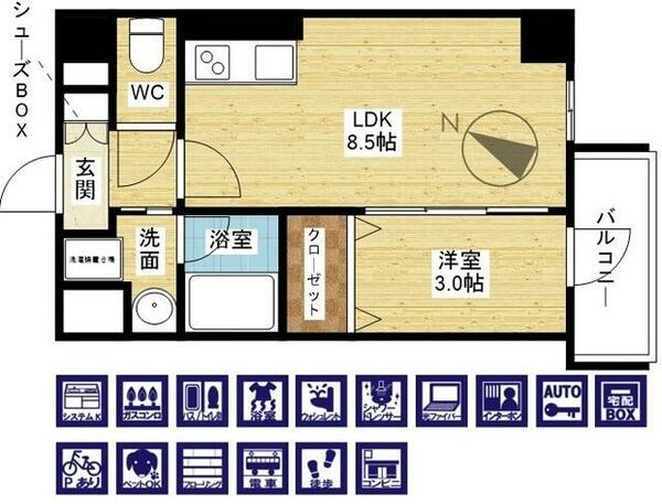 ｆａｃｉｌｅ　ｖｏｉｅｕｒ｜大阪府大阪市淀川区十三本町１丁目(賃貸マンション1LDK・6階・30.35㎡)の写真 その2