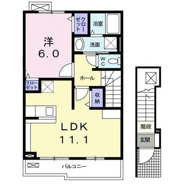 サン・カレントＢ 202｜栃木県河内郡上三川町大字上三川(賃貸アパート1LDK・2階・46.09㎡)の写真 その2