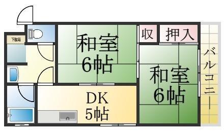 ハイツサンライズ｜兵庫県神戸市垂水区星が丘１丁目(賃貸マンション2DK・2階・38.47㎡)の写真 その2