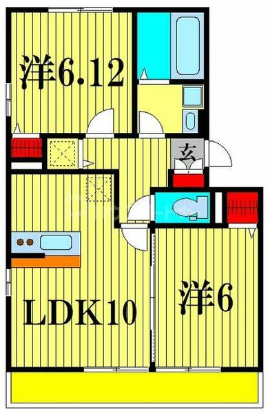 サンボナール 102｜千葉県松戸市上矢切(賃貸アパート2LDK・1階・52.55㎡)の写真 その2