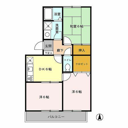 埼玉県桶川市上日出谷南３丁目(賃貸アパート3DK・3階・56.00㎡)の写真 その2