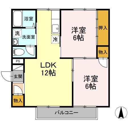 アーバンライフ八橋 202｜秋田県秋田市八橋イサノ２丁目(賃貸アパート2LDK・2階・53.35㎡)の写真 その2