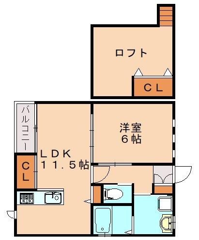 リッツハウス｜福岡県嘉麻市鴨生(賃貸アパート1SLDK・1階・41.19㎡)の写真 その2