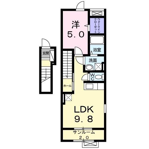 クリア・フォレストⅡ｜新潟県新潟市北区白新町４丁目(賃貸アパート1LDK・2階・42.04㎡)の写真 その2