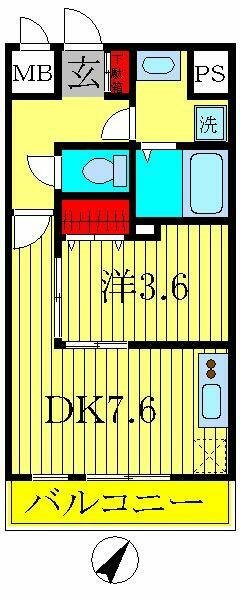 千葉県柏市柏３丁目(賃貸マンション1DK・4階・29.49㎡)の写真 その2