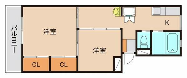 三輝本マンション 300｜千葉県船橋市前原西３丁目(賃貸マンション2K・3階・39.60㎡)の写真 その2