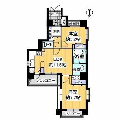 グラビスコート三条堺町｜京都府京都市中京区桝屋町(賃貸マンション2LDK・2階・56.33㎡)の写真 その2