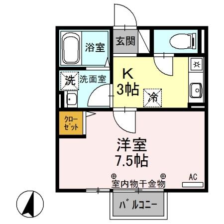 フラットイン程島 201｜新潟県新潟市秋葉区程島(賃貸アパート1K・2階・27.79㎡)の写真 その2