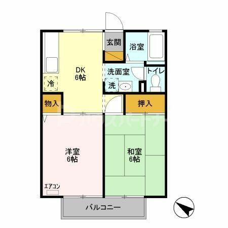 サンフラワーハイツＡ・Ｂ B102｜千葉県野田市尾崎台(賃貸アパート2DK・1階・40.16㎡)の写真 その2